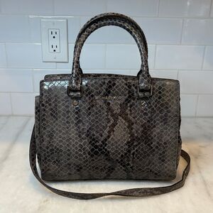Michael Kors Purse Bag Handbag Snakeskin Selma Python Convertible Tote Satchel